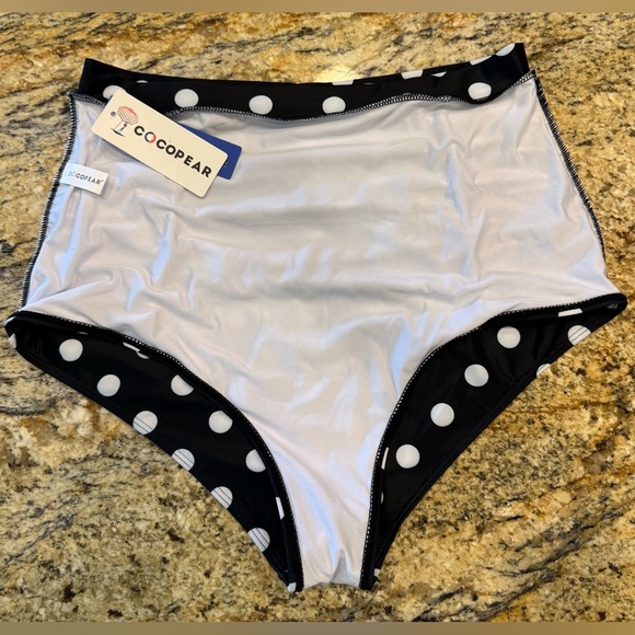 Cocopear High Waisted Side Ruched Bikini Swimsuit Bottoms Polka Dot Size 2XL NWT - Picture 3 of 5